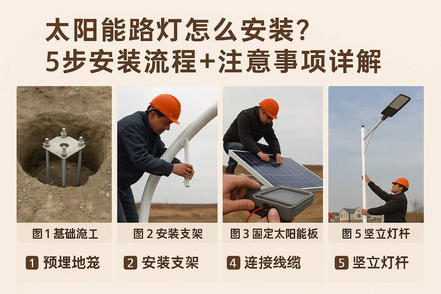 太阳能路灯怎么安装？5步安装流程+注意事项详解